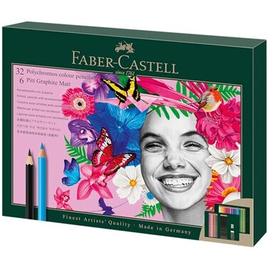 Faber-Castell FaberCastell Polychromos and Pitt Graphite Matte Giftset Artist Gift Set MultiColor 40 Count