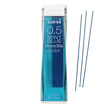 &auml;&cedil;&permil;&egrave;&eacute;&permil;&rsaquo;&ccedil;&shy;&dagger; Uni Mechanical Pencil Lead NanoDia Color Mint Blue 05mm 20leads