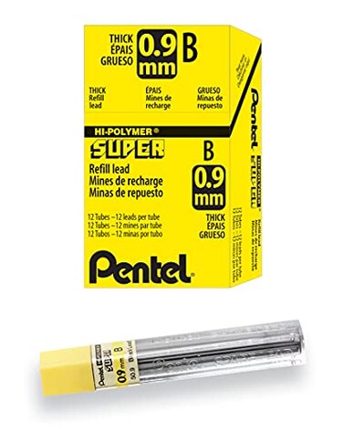 Pentel Super HiPolymer Lead Refill 09mm Thick B 180 Pieces of Lead 509B