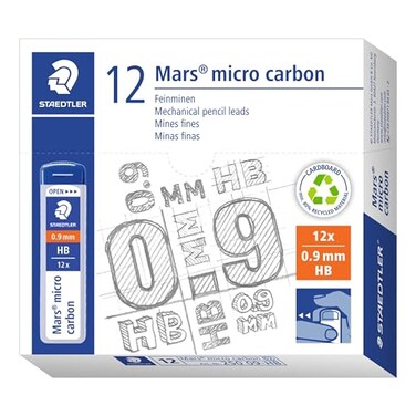 STAEDTLER Mars Micro Carbon 250 09 09mm HB Mechanical Pencil Lead Pack of 12 250 09HB VE