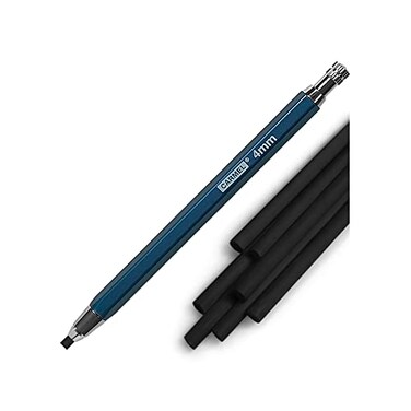 Carmel 4mm Mechanical Grease Pencil Holder 25 Refills Black Clutch Pencil with Thick Waxy Leads Holder for Drawing Wax Pencil for Holding Soft Greasy Leads Mechanical China Marker