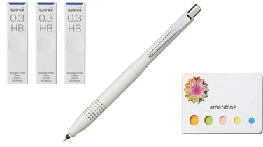 amazdone uni Kuru Toga Advance Upgrade Model 03mm Mechanical Pencil ivory Bodyuni Mechanical Pencil LeadThe Uni SmudgeProof Leads 03mm HB 3 Set Sticky Notes