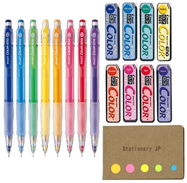 Stationery JP Pilot Color Eno Mechanical Pencil 07mm 8 Colors Refillable Smooth Writing Lightweight