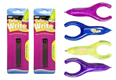 PenAgain Twist n Write Pencil Assorted Colors 4 Count 00071 Bundle with 10 Count Refills