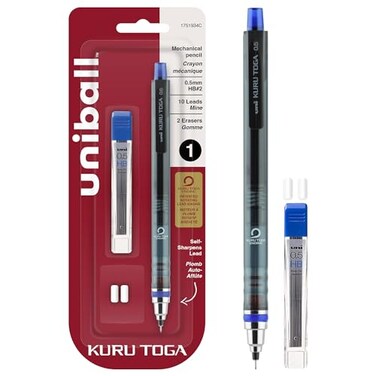 Uni-Ball UniBall 1751934 KuruToga Mechanical Pencil 05mm HB 2 1 Count