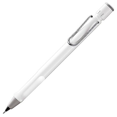 LAMY safari white Mechanical Pencil with ergonomic grip body made of robust ASA plastic ideal for drawing writing including LAMY M 41 fine line refill 05 mm eraser tip
