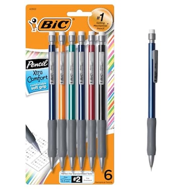 BIC Xtra Comfort Mechanical Pencils with Erasers Fine Point 05mm 6Count Pack Mechanical Drafting Pencil Set