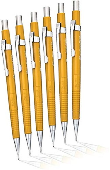 Pentel Sharp Automatic Drafting Pencil 09mm Yellow Pack of 6