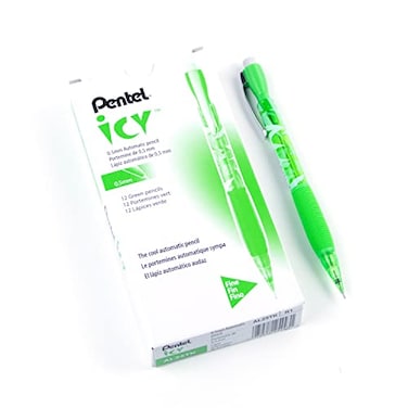 Pentel Icy Mechanical Pencil 05mm Tinted Lime Green Barrel Box of 12 AL25TK