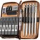 Nicpro 17PCS Metal 2mm Mechanical Pencil Set in Leather Case 5 PCS 20 mm Lead Pencil Holders 4B 2B HB 2H 4H 6 Tube Black Colored Lead Refills Erasers Sharpener For Art Drafting Sketching Drawing