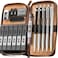 Nicpro 17PCS Metal 2mm Mechanical Pencil Set in Leather Case 5 PCS 20 mm Lead Pencil Holders 4B 2B HB 2H 4H 6 Tube Black Colored Lead Refills Erasers Sharpener For Art Drafting Sketching Drawing