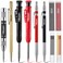 Hiboom 10 Pack Mechanical Carpenter Pencils Set with Sharpener 36PCs 28mm Refills Deep Hole Marker Pen Automatic Center Punch Carbide Scribe Tool Heavy Duty Construction Pencil for Architect