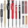 Hiboom 10 Pack Mechanical Carpenter Pencils Set with Sharpener 36PCs 28mm Refills Deep Hole Marker Pen Automatic Center Punch Carbide Scribe Tool Heavy Duty Construction Pencil for Architect
