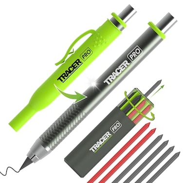 Tracer Pro Series Tough Metal Construction Pencil with 6 x Replacement Lead Pack and Site Holsters Allinone Aluminium Construction Marking Kit