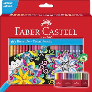 Faber-Castell FaberCastell Castle 111260 Colouring Pencils Set 60 Pieces Hexagonal Shatterproof for Children and Adults