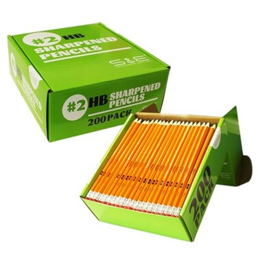 SE TEACHER'S EDITION S E TEACHERS EDITION 2 Pencils Presharpened HB Lead Bulk Box 200 Pack Yellow Woodcase Pencils with Erasers Ideal for Standardized Tests Classroom Home No 2 Pencil Back to Schoo