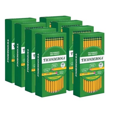 Ticonderoga WoodCased Pencils PreSharpened 2 HB Soft YellowPack of 480