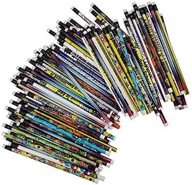 Naturejam Misprint Pencils with Erasers 144 CountNumber 2 Mixed Assorted Colors and Prints