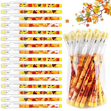 Kolewo4ever 48pcs HB Pencils Kawaii Cute Multipoint Pencil Push Translucent Non Sharpening Stackable Pencils Pop Up Plastic Pencil for Classroom Rewards Carnival Prizes Fall