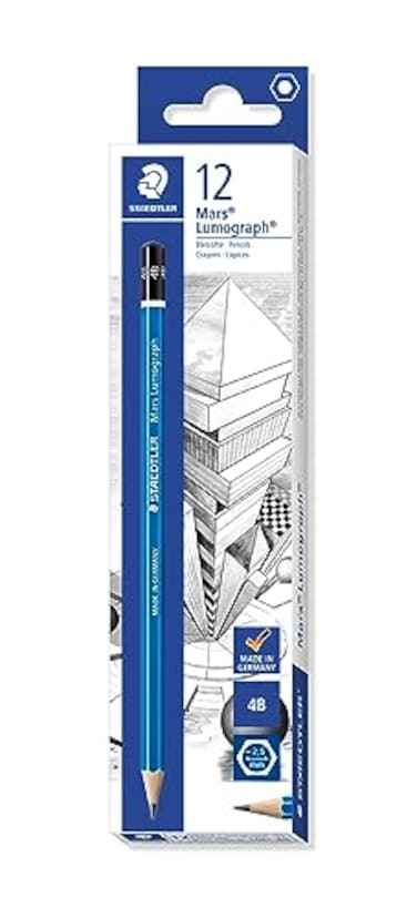 Staedtler Mars Lumograph 4B Graphite Art Drawing Pencil Medium Soft BreakResistant Bonded Lead 12 Pack 1004B
