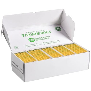 Ticonderoga WoodCased Pencils PreSharpened 2 HB Soft Yellow 1000 Count
