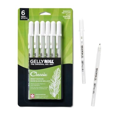 SAKURA 57488 Gelly Roll Classic 08 Medium Pt 6PK Pen White