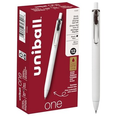 Uni-Ball uniball one Retractable Gel Pens Micro Point 05mm Black Ink 12 Pack