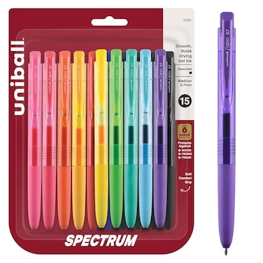 Uni-Ball uniball Spectrum Retractable Gel Pens Medium Point 07mm Assorted Ink 15 Pack