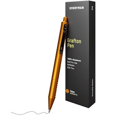Everyman Taipan Grafton Full Click Refillable 07mm Gel Ink Pen Sleek Anodized Aluminum EDC Pen with Deep Grooved Grip Smooth Writing Pocket Pen for Office Travel Gifting Daily Use