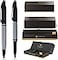 Cross ATCross Calais Gray and Black with PVD Appointments signature mid Band Selectip Black Gel Ink Rollerball pen and Ballpoint Pen set