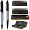 Cross ATCross Calais Gray and Black with PVD Appointments signature mid Band Selectip Black Gel Ink Rollerball pen and Ballpoint Pen set