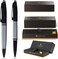 Cross ATCross Calais Gray and Black with PVD Appointments signature mid Band Selectip Black Gel Ink Rollerball pen and Ballpoint Pen set