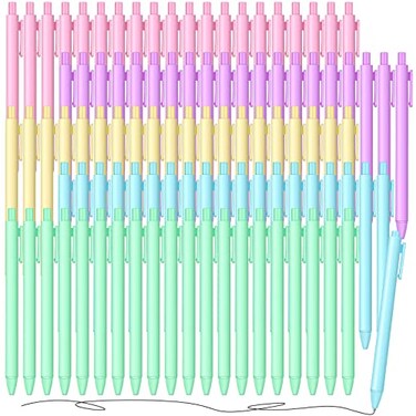 Thenshop 100 Pieces Retractable Black Gel Ink Pens 05mm Fine Point Writing Pens Pastel Office Supplies for Writing Journaling Taking Notes School Office