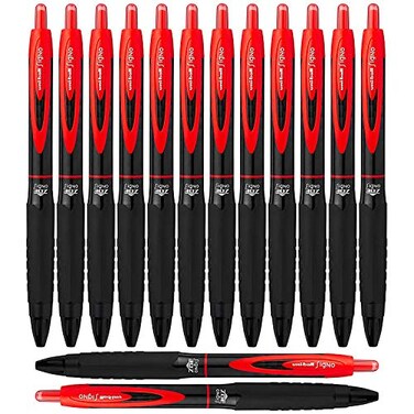 Uni-Ball UniBall Signo 307 Medium Point Retractable Rollerball Pens Red 12 2 Bonus Pens