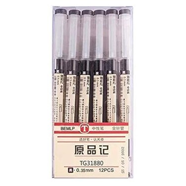 BEMLP Gel Ink Pen Extra Fine Point Pens Ballpoint Pen 035mm Black for Japanese Office School Stationery Supply 12 Pieces