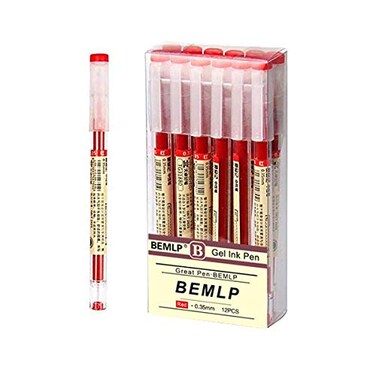 BEMLP Gel Ink Pen Extra Fine Point Pens Ballpoint Pen 035mm Red Liquid Ink Rollerball Gel Pens Premium QuickDrying For Japanese Office School Stationery Supply 12 Packs