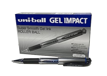 Uni-Ball Uniball UM153S Impact Gel Rollerball 10mm Tip 06mm Line Blue Ref UM153BLU Pack of 12