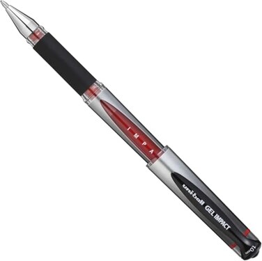 Uni-Ball UniBall UM153S Signo Impact Gel Pens Red Gel 1mm Rubber Nib Pack of 12