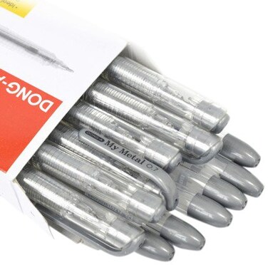 Dong-A Donga My Metal Gel Ink 07mm Roller Ball Pen Silver Colors 12 Pcs 1 Dozen Pack of 12 Pens