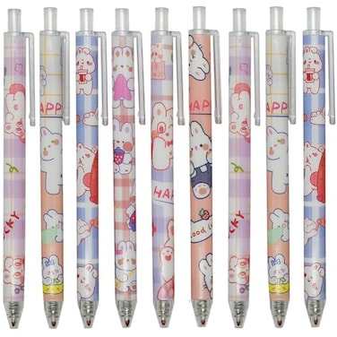Maydahui 12 PCS Rabbits Carrots Gel Pen Cute Cartoon Pens Retractable Printing Pen Black Ink for Students Office School Supply