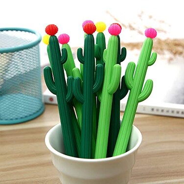 Aimyoo Pack of 30 Cactus Shaped Ballpoint Black 05mm Gel Ink Rollerball Pen for School Home Office