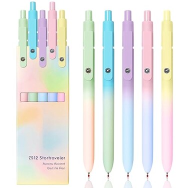 YOXMJDB Gel Pens 5 Pcs Medium Point Smooth Writing Pens Cute Pens for Women HighEnd Series 07mm Black Ink Pens for Journaling Note Taking School Office Supplies 5 Pcs Gradient Morandi