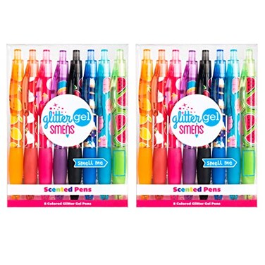 Scentco Glitter Gel Smens 2 Pack Gourmet Scented Pens Colored Glitter Gel Ink Medium Point 8 Count