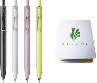 Uni-Ball UniBall one F 038mm Can be Clearly written Gel pen 4 Body Colors Set with Sticky Notes