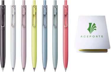 Uni-Ball UniBall one F 038mm 05mm Can be Clearly written Gel pen 7 Body Colors Set with Sticky Notes