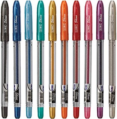 linc Shine Glitter Gel Pen 10 CT Assorted 10mm Medium Tip Size Contoured Grip Broad for Thick Vibrant Lines Stocking Stuffer