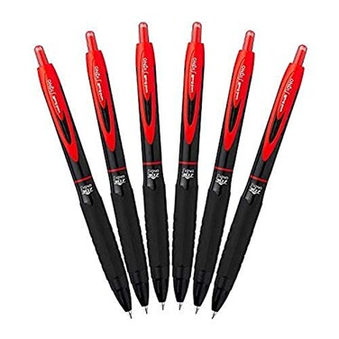 Uni-Ball UniBall 307 Retractable Gel Ink Pens Medium Point 07mm Pack of 6 Red Smudge Proof for All Day Smooth Writing Art Craft