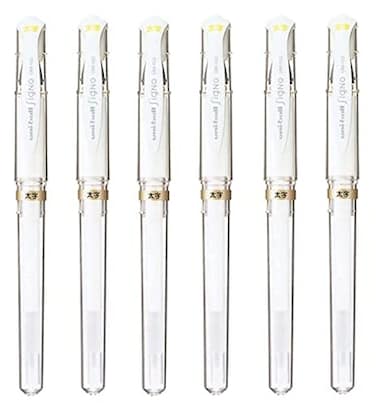 Uni-Ball UniBall Signo Broad Point Gel Impact Pen White Ink 6 pens per Pack japan import KomainuDou Original Package 2 DESIGN 1