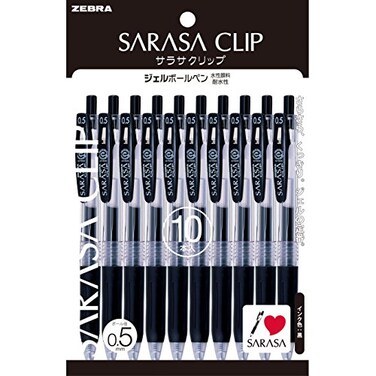 Zebra Pen ZEBRA PJJ15BK10 Gel Ballpoint Pen Sarasa Clip 05 Black 10 Pens