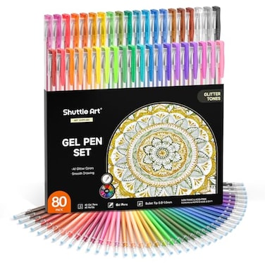Shuttle Art 80 Pack Glitter Gel Pens 40 Colors Glitter Gel Pens Set with 40 Refills for Adults Coloring Books Drawing Crafts Scrapbooking Journaling